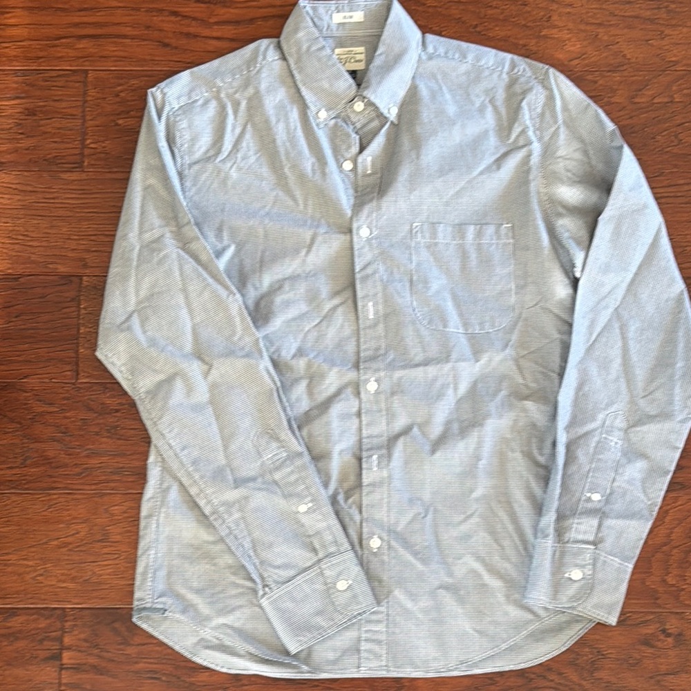 Men's Grey Button-Down Shirt JCrew